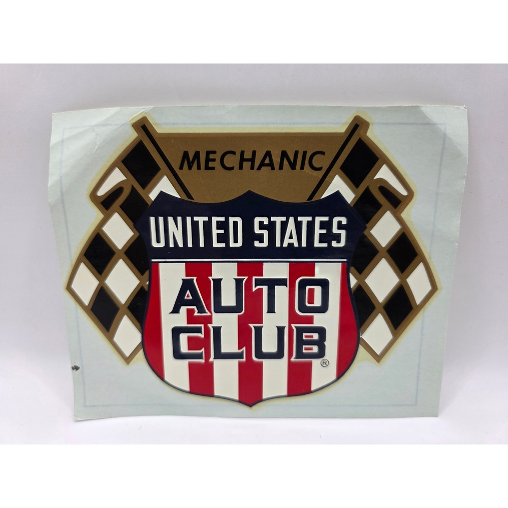 Vintage USAC Mechanic Decal 6x5 United States Auto Club Racing Aqua-Cal NOS